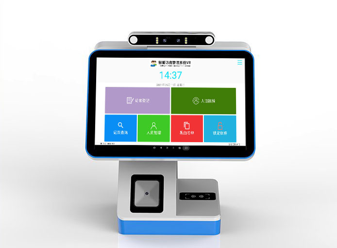 訪客一體機HX-12，配訪客系統支持人證比對，WEB本地后臺，平臺對接，人臉識別